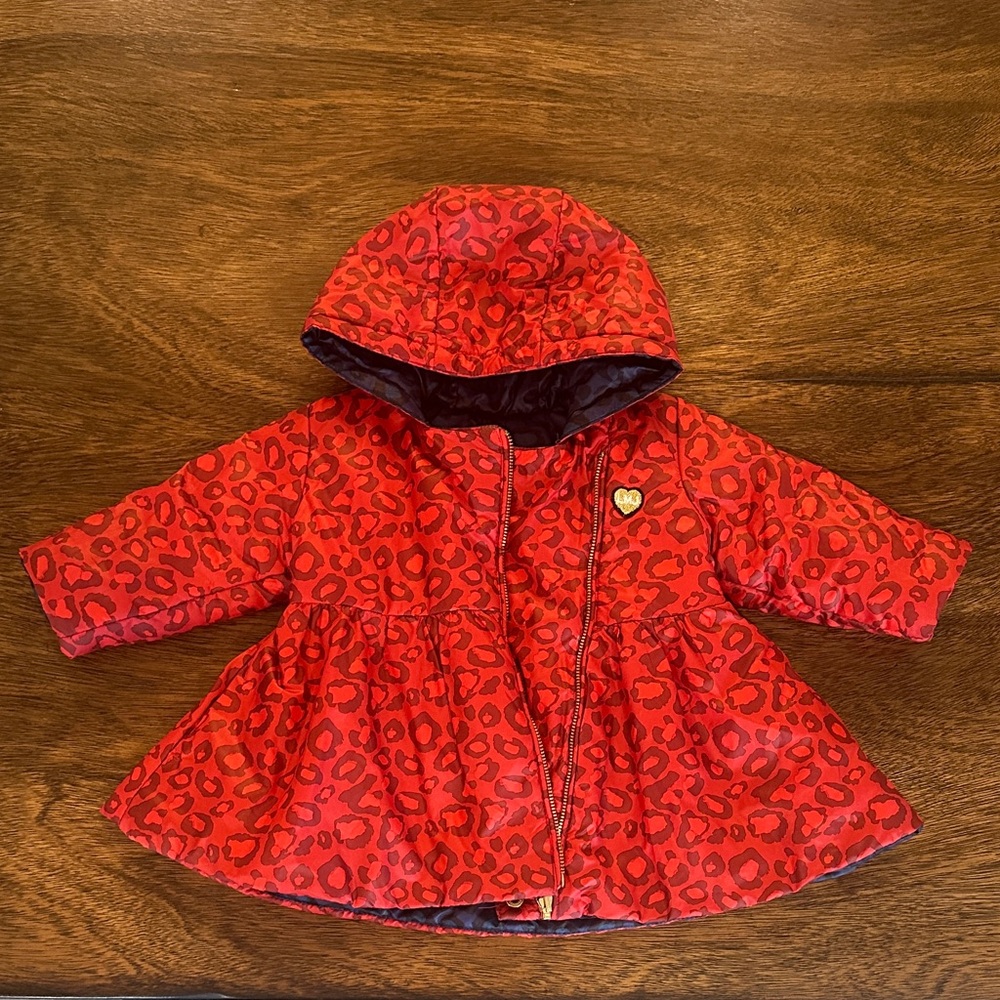 Little Marc Jacobs Red Leopard-Print Hooded Puffer Coat